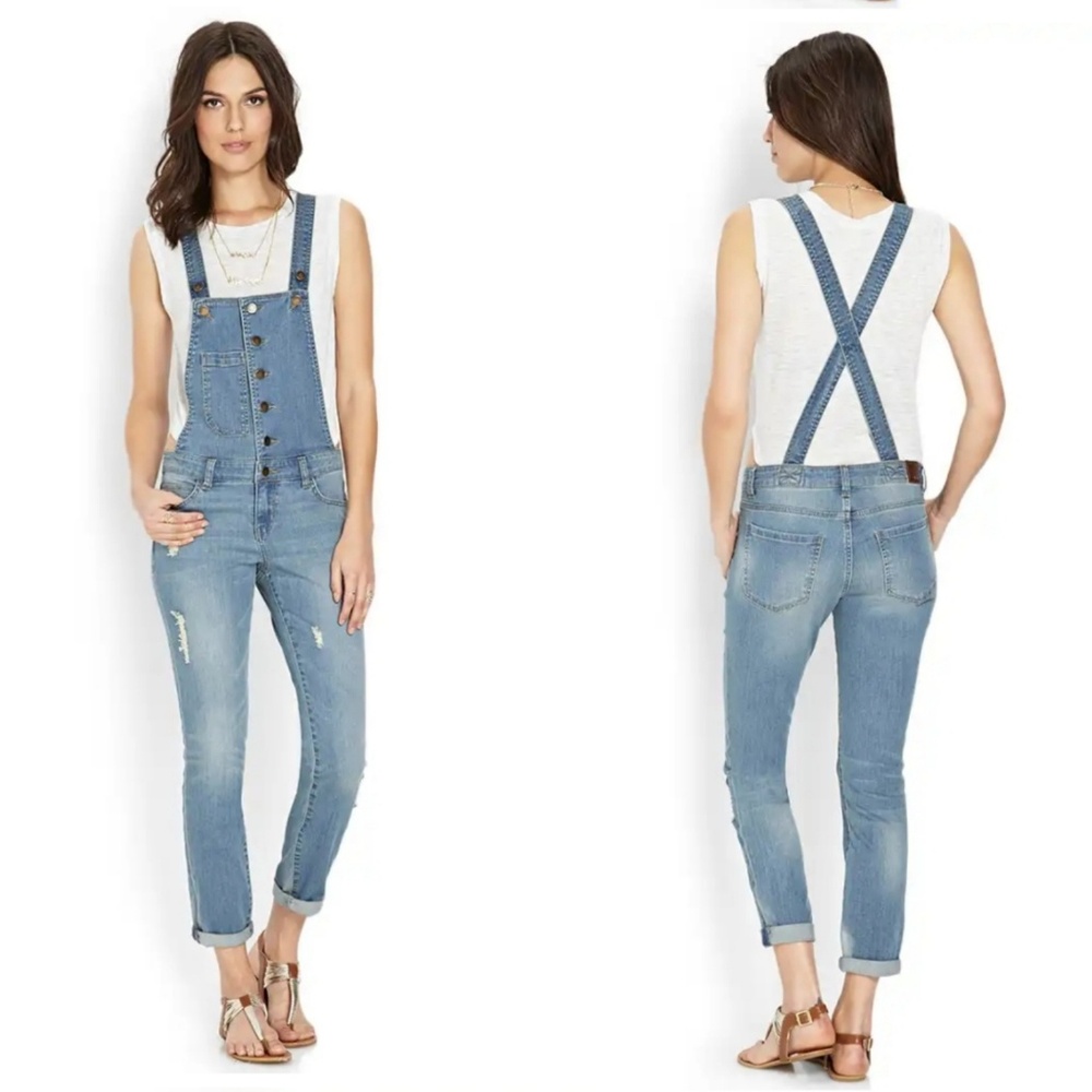 Distressed Denim Overall - Picture 2 of 8